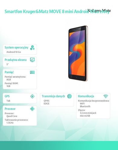 Smartfon Move 8 mini Android 10Go Złoty na Arena.pl