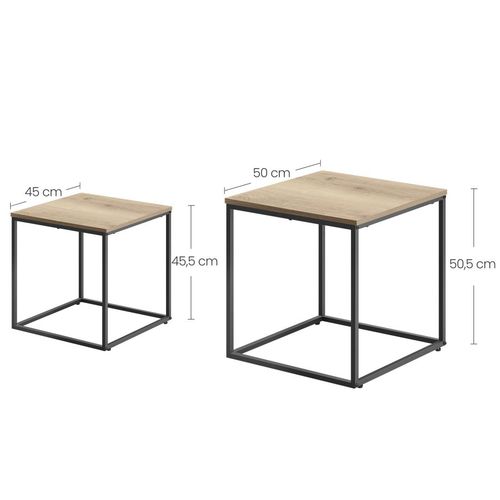 Stolik kawowy kwadrat 2szt - dąb sonoma / nogi czarne na Arena.pl