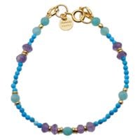 Bransoletka - Turkus, Amazonit, Ametyst i srebro złocone 18,5 cm