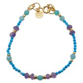 Bransoletka - Turkus, Amazonit, Ametyst i srebro złocone 18 cm