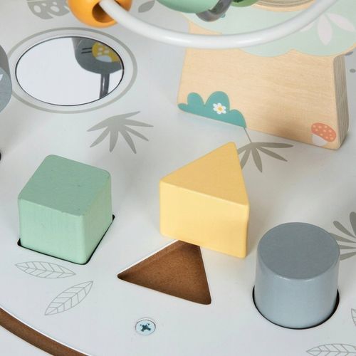 Drewniany okrągły stolik edukacyjny z magnetyczną kolejką i wyrzutnią na Arena.pl