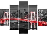 105CM 150CM ZEGAR 5 ELEM TOKYO MOST TĘCZOWY CZERWIENI DRUK OBRAZ