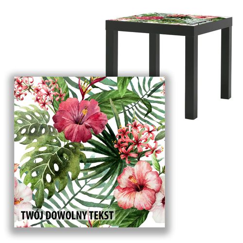 BLAT SZKLANY IKEA LACK Różowe kwiaty z Twoim napisem 55x55cm 045b na Arena.pl