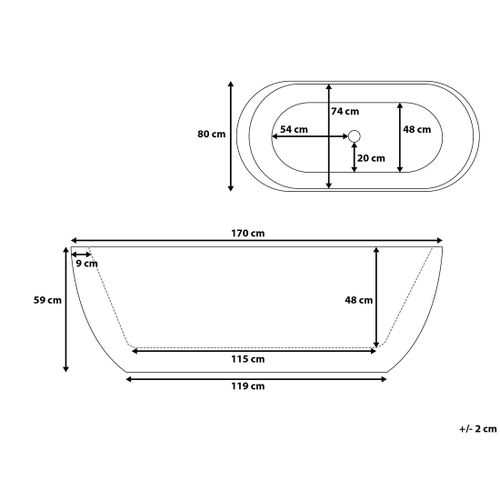 Wanna wolnostojąca 170 cm biała NEVIS na Arena.pl