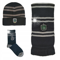 HARRY POTTER KOMPLET 3-CZĘŚCIOWY SLYTHERIN CZAPKA SZALIK SKARPETKI HOGWART