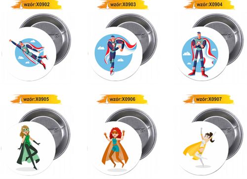 Przypinki buttony SUPER BOHATER badziki TANIO HIT na Arena.pl