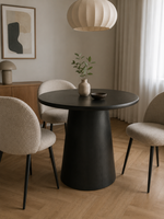 OUTLET STÓŁ CZARNY DUNE OKRĄGŁY, PŁYTA MDF 80 CM, NA KOLUMNIE