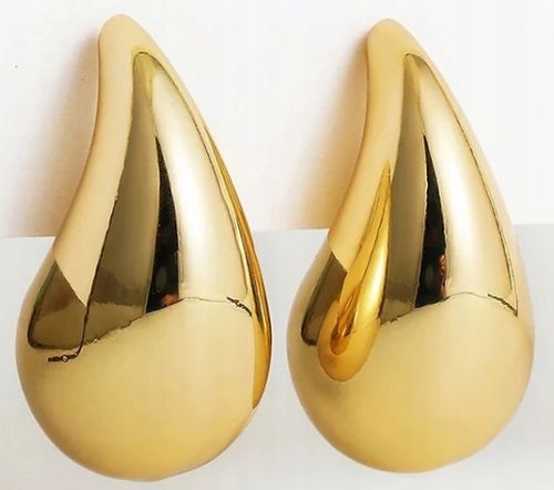 Srebrne kolczyki 925 duże krople łezki sztyfty srebro złocone oryginalne na Arena.pl