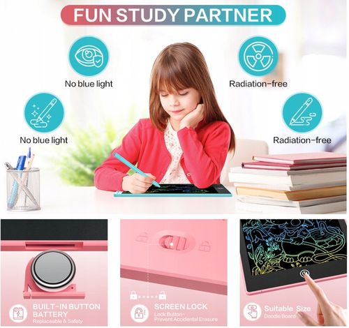 10-calowy kolorowy tablet LCD do pisania dla dzieci i maluchów, różowy na Arena.pl
