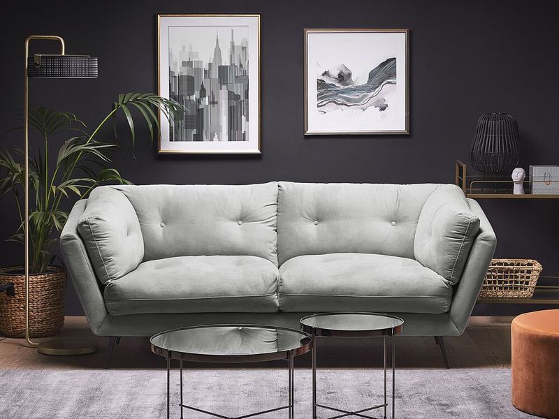 Sofa 3-osobowa welurowa szara LENVIK zdjęcie 2