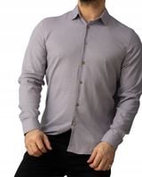 KOSZULA MĘSKA ŚWIĄTECZNA SLIM FIT SZARA WIZYTOWA ELEGANCKA M