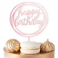 TOPPER NA TORT HEPPY BIRTHDAY ROSE GOLD OKRĄGŁE NA IMPREZĘ URODZINOWĄ