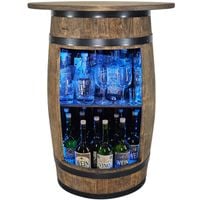 Drewniana szafka beczka na alkohol rozkładany blat oświetlenie LED RGB
