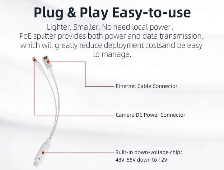ZŁĄCZA 48V DO 12V POE ADAPTER KABEL SPLITTER zdjęcie 5