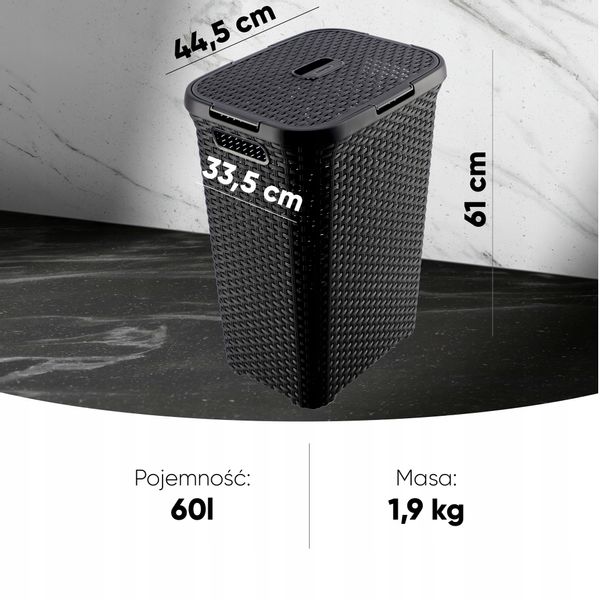 Curver 189207 kosz na bieliznę Natural Style, 60L zdjęcie 5