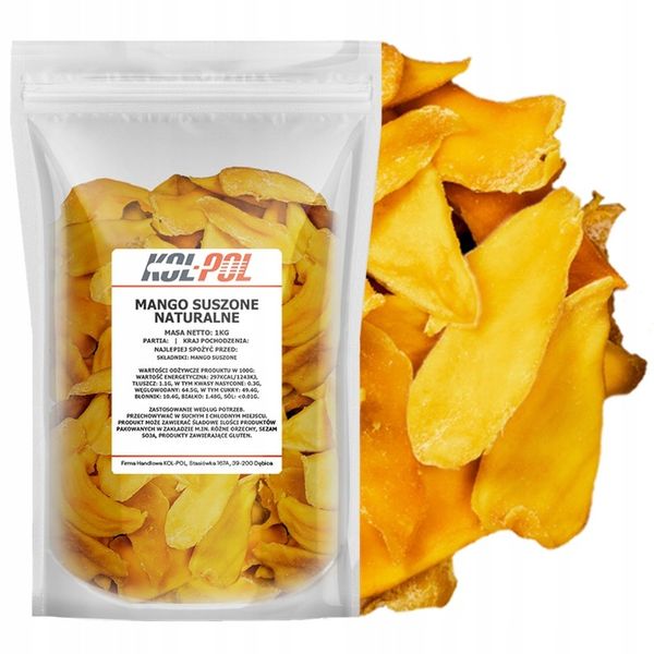Mango suszone 1kg Naturalne plastry bez cukru | Kol-Pol zdjęcie 2