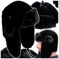 CZAPKA ZIMOWA MĘSKA CIEPŁA Z FUTERKIEM NA ZIMĘ NAUSZNIKI USZATKA OCIEPLANA