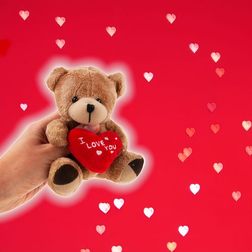 BRĄZOWY MIŚ DLA DZIEWCZYNY DZIECKA SERCE I LOVE YOU PLUSZAK PREZENT na Arena.pl