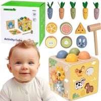 TOOKY TOY Drewniana Wiosenna Kostka Edukacyjna 5w1