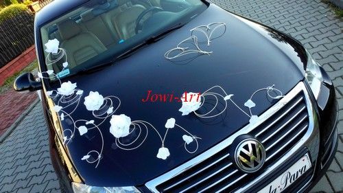 Dekoracja samochodu ozdoby na auto do ślubu płatki zdjęcie 11
