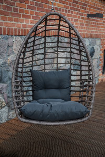 Fotel wiszący z brązowego  technorattanu PIATTO zdjęcie 5