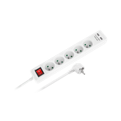 Przedłużacz listwa zasilająca 3m 5 gniazd 2xUSB 3x1,5mm2 włącznik Rebel