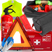 ZESTAW PIERWSZEJ POMOCY GAŚNICA APTECZKA KAMIZELKA TRÓJKĄT RĘKAWICZKI TORBA
