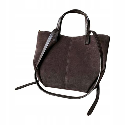 Czekoladowa zamszowa torebka brązowa shopper ZAMSZ NATURALNY łódka na Arena.pl