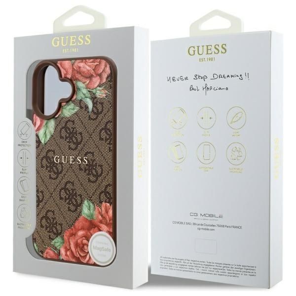 Guess GUHMP16SP4ROPEMCW iPhone 16 6.1" brązowy/brown hardcase 4G Flowers zdjęcie 8