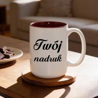 Duży kubek XXL z bordowym wnętrzem z Twoim nadrukiem