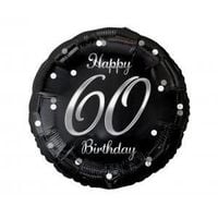 balon foliowy b&c happy 60 birthday, czarny