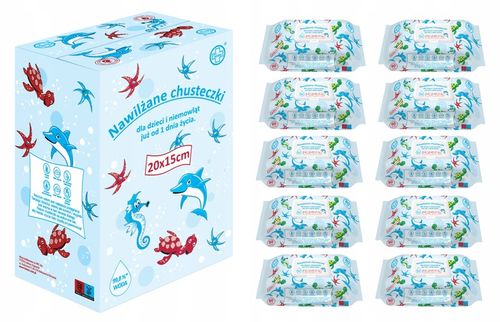 CHUSTECZKI NAWILŻANE DLA DZIECI I NIEMOWLĄT AŻ 99,8% WODY TESTEO 800 sztuk na Arena.pl