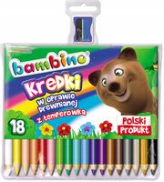BAMBINO Kredki jumbo w drewnie GRUBE 18 kol + temp
