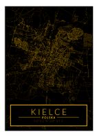 Kielce mapa złota - plakat 30x40 cm