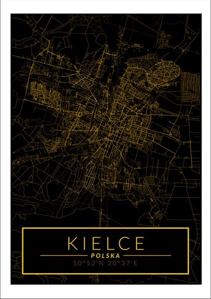 Kielce mapa złota - plakat 42x59,4 cm zdjęcie 1