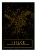 Kielce mapa złota - plakat 70x100 cm
