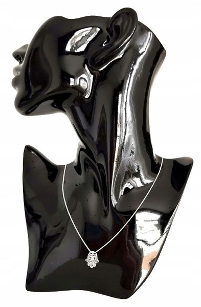 NASZYJNIK SREBRNY łańcuszek z zawieszką HAMSA RĘKA FATIMY CELEBRYTKA 45 cm zdjęcie 4