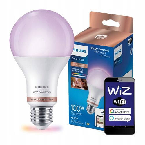 Żarówka LED E27 13W 100W RGB Inteligentna SMART WiFi Aplikacja WiZ na Arena.pl