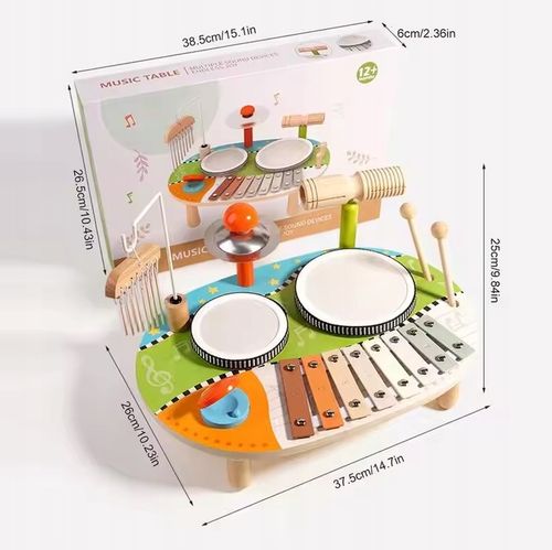 MUZYCZNY STOLIK Z DREWNA INTERAKTYWNY SENSORYCZNY MONTESSORI EDUKACYJNY na Arena.pl