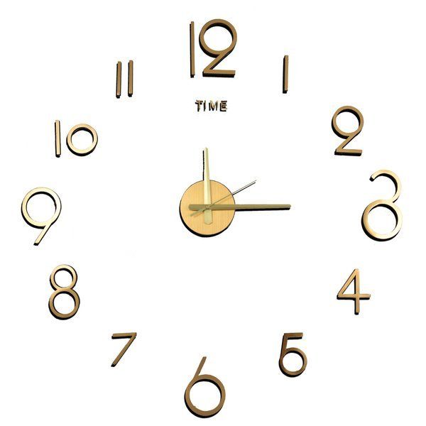 Zegar ścienny do salonu 3D złoty zdjęcie 1