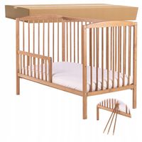 drewniane łóżeczko tapczanik 2w1 2 boki w zestawie DREWEX złoty dąb 120x60