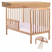 drewniane łóżeczko tapczanik 2w1 2 boki w zestawie DREWEX złoty dąb 120x60