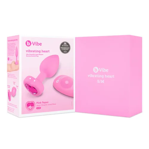 b-vibe heart plug s/m pink - silikonowy model z pilotem 15 trybow na Arena.pl