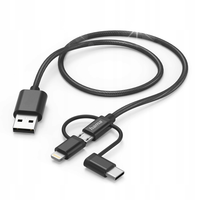 Kabel HAMA Adapter 3w1 USB-A - microUSB/USB-C/Lightning 1.5m Czarny