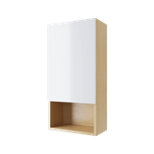 Tuto szafka wisząca wnękowa z frontem lewa 40x80 cm, dąb/biały połysk