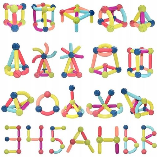 KLOCKI MAGNETYCZNE EDUKACYJNE DUŻE MAGNETIC STICKS XXL ZESTAW na Arena.pl