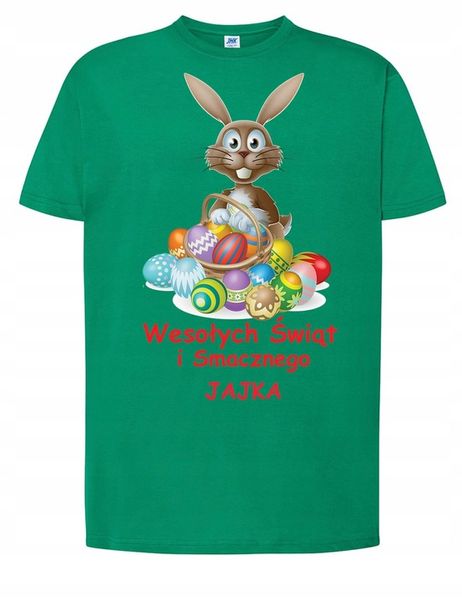 KOSZULKA DZIECIĘCA ZIELONA ŚWIĄTECZNA NA WIELKANOC ZAJĄC 9-11 Lat zdjęcie 1