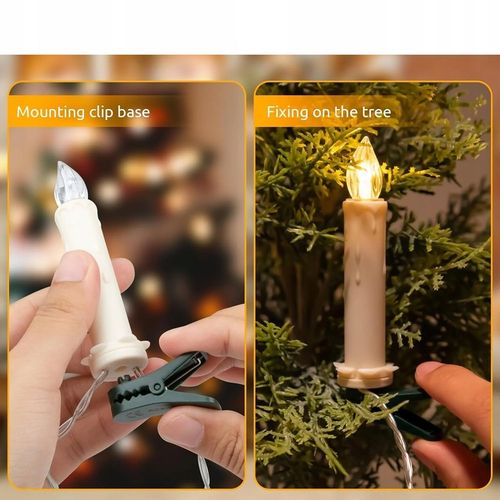 LAMPKI CHOINKOWE ŚWIECE ŚWIECZKI LED 40SZT WEWNĄTRZ/ZEWNĄTRZ - PILOT TIMER na Arena.pl