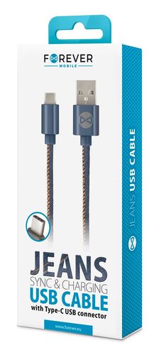 Kabel Forever USB typ-C jeans 1m 2A na Arena.pl
