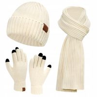 KOMPLET ZIMOWY CZAPKA SZALIK RĘKAWICZKI DOTYKOWE CIEPŁY ZESTAW NA ZIMĘ